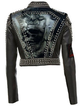 Women’s Gothic Party Jacket – Specimen Batastrophe, Rob Zombie & Misfits Patches, Steampunk Studded Leather Moto Fit